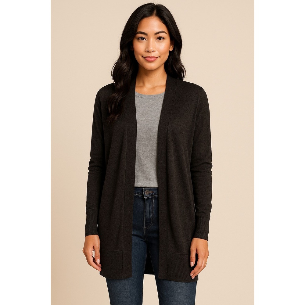Halogen‎ for Nordstrom Linen Blend Open Cardigan 1X Lightweight Side Slit Sheer